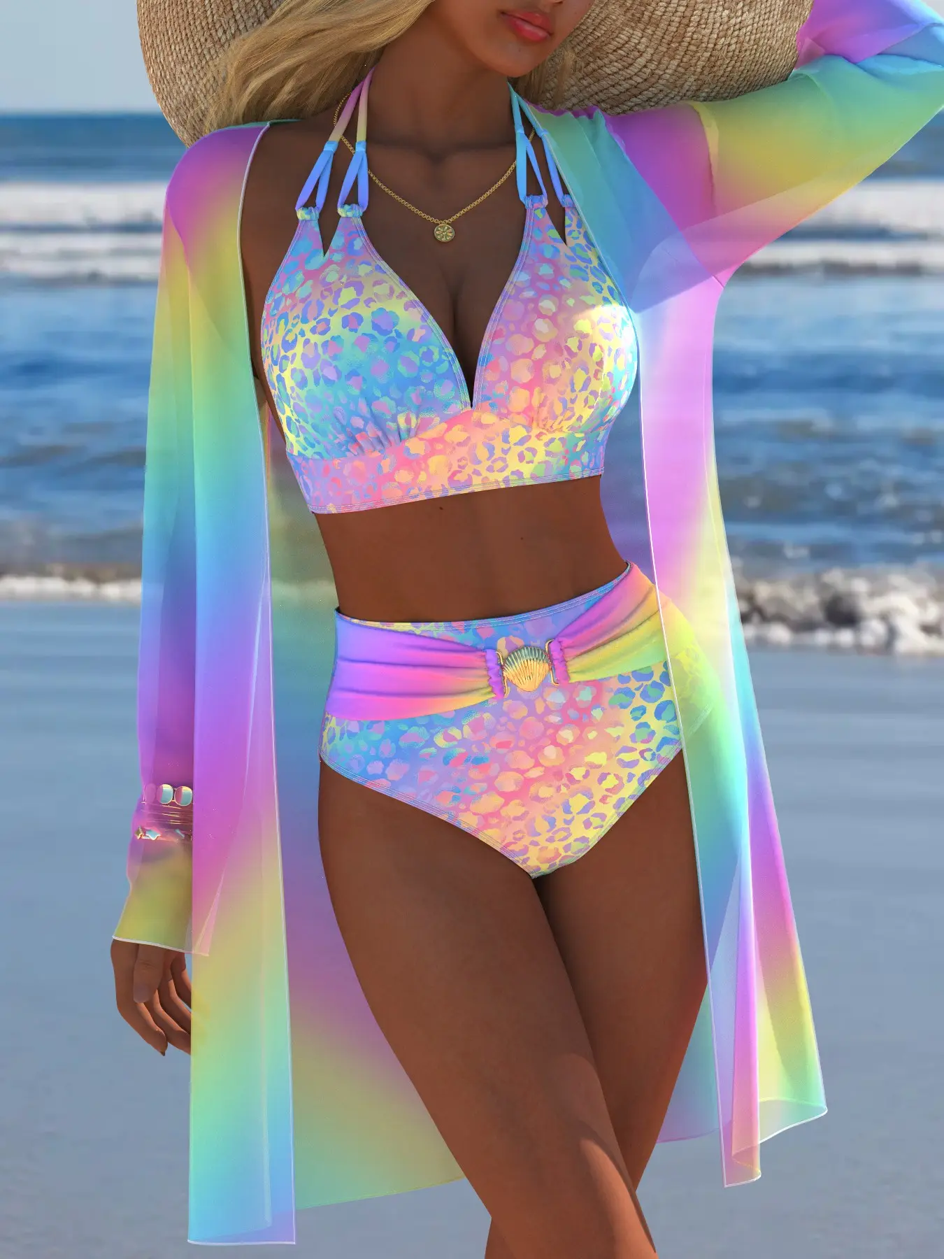 New Arrival Women's Swimwear Swimming Suit Beach Outfits Swimming Clothes Swim Dress Swimming Costume For Women Ladies Smock Swimwear Summer Beach Festival Vacation Travel Sexy Modern Sophisticated Three Piece Set Woman Bikinis Set Summer Swimsuits
