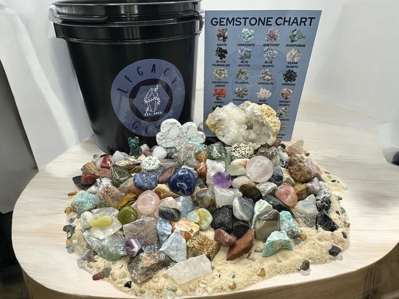 Rumble (Raw and Tumbled) Gemstone Mining Bucket - 1 Gallon Bucket - 12-14 lbs Total