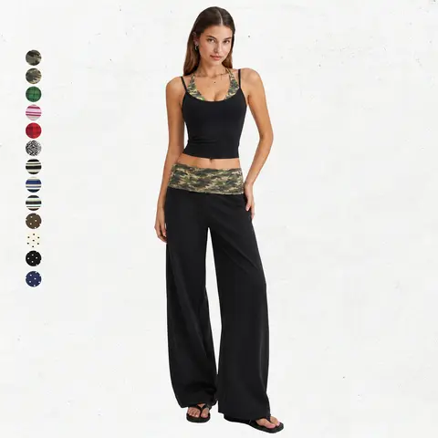 GIAFIRE Women’s 2-Piece Casual Yoga Activewear Set - High-Stretch Breathable Gym Set, Halter Tank Top (Striped/Polka Dot/Camouflage), High-Waisted Butt-Lifting Wide-Leg Pants, Funky Sportswear for Yoga, Pilates, 2 Piece Sets Women, Clothes For Women