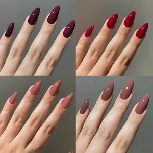 96pcs Almond Nail Set, Full Coverage Multi-Color Glossy Design, Reusable Press-On Nails, Almond Shape Nails, Glossy Fake Nails, Suitable for Women Girls Y2K Style, Includes Jelly Glue & File