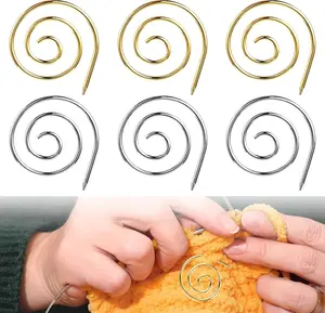 6 Pieces Stainless Steel Handmade Practical Circular Knitting Needles, Cable Needles.