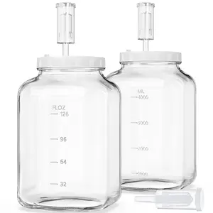 2 Pc 1.5 Gallon Large Fermentation Jars with 2 Airtight Lids and 3 Airlocks, Wide Mouth Glass Mason Jar with Scale Mark, Pickle jars, Mead Making Kit, Kimchi Containers