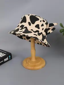 Cow Print Bucket Hat, Cute Sun Hat with Calf Ears, Stylish Fisher-style Bucket Hat, Fashion Accessories for Women & Men, Vintage Fashion Hat