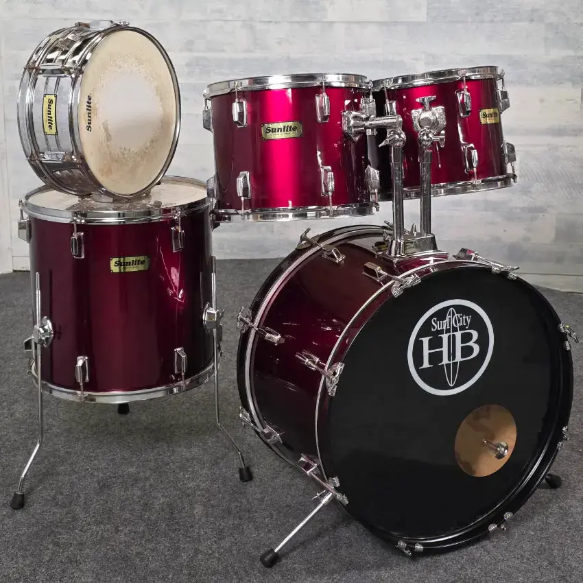 Used Sunlite 5pc Drum Set Red - Fair