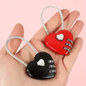 2pcs Compact Heart-Shaped Metal Padlock - Digit Combination, No Assembly Required, Battery-Free - Ideal for Suitcases, Storage Cabinets, Backpacks & Jewelry Boxes, Travel Accessories, Security Lock