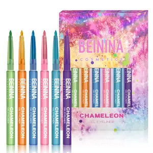 BEININA Cosmetics Chameleon 6-Color Shimmer Liquid Eyeliner Set Long-Lasting Rainbow Hues with Light-Shifting Effect for Bold Eye Makeup