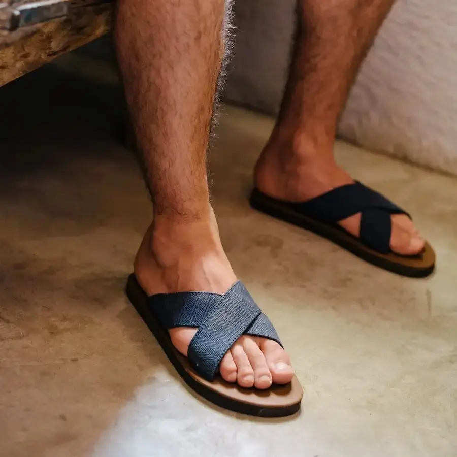 Men's Caleta Handmade Casual Sandals - Mexican-Style Footwear with Fret Pattern, Lightweight, Water-Friendly, Non-Slip Rubber Sole, Handmade Sandals, Casual Footwear, Mexican Sandals