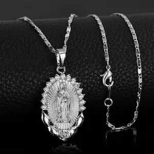 1 Men's Virgin Mary Pendant Necklace Available in Three Colors cross daughter Silver Versatile Gold Plated Handmade Copper Initial men earring name bracelet jade money Exaggerated Skeleton Hand couple magnetic heart charm bracelet toe ring knot twisted