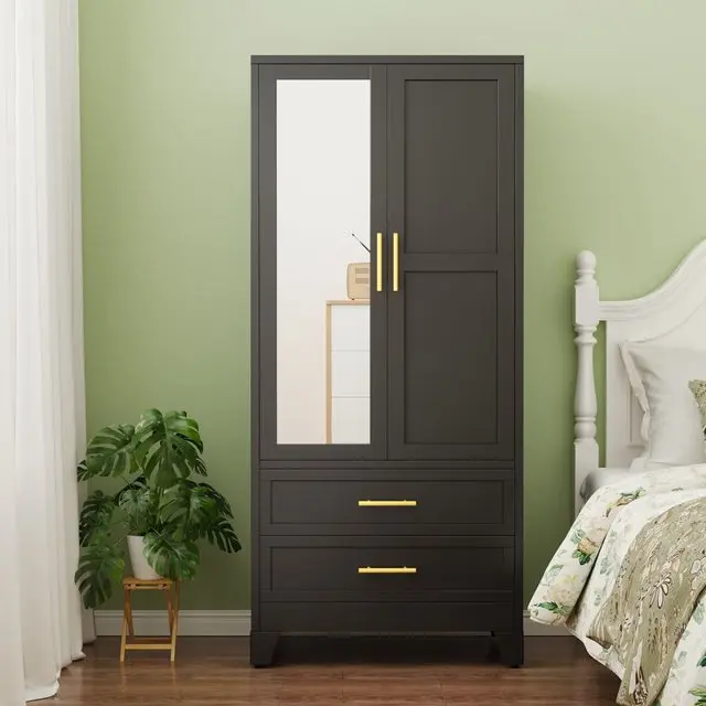 GEITIN 70.87"H Tall Metal Armoire Wardrobe Storage Closet Cabinet with Hanging Rod ,Mirror and 2 Drawer GEITIN 70.87"H Tall Metal Armoire Wardrobe Storage Closet Cabinet with Hanging Rod ,Mirror and 2 Drawer