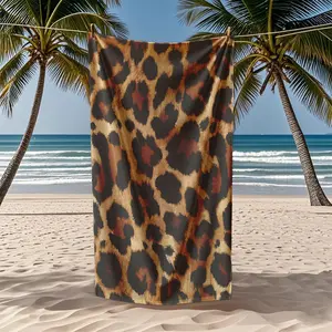 Leopard Print Microfiber Beach Towel, Strong Wrapping Design, Durable and Absorbent, Artistic Design, Multi-Functional, Reusable