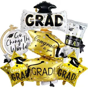 6pcs Congrats Grad Balloons, Graduation Balloons Class Of 2026, Graduation Foil Balloons For College High School Grad Party