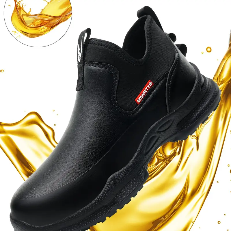 Men's Anti-slip & Anti-oil Work Shoes, Casual Comfortable Breathable Soft Lightweight Shoes for Daily Wear, Fashionable Shoes for Men, Work Safety Footwear, Slip Resistant Safety, Non Slip Work Shoes, Nonslip Work Shoes