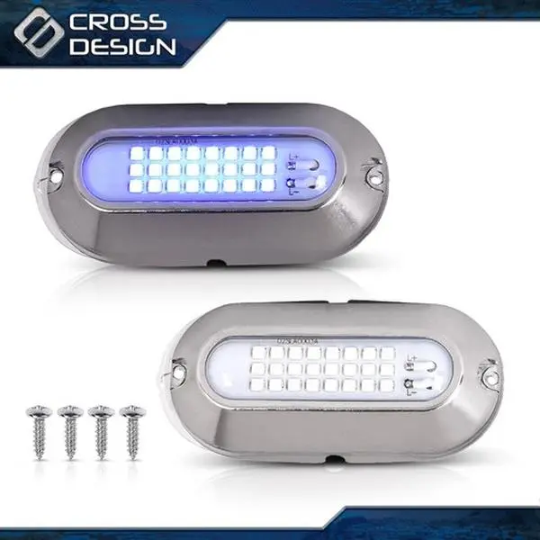 CROSSDESIGN Pair Set 12V Voltage Blue LED Pontoon Boat Docking Light - Maritime Decorative Car Light with Transparent Lens