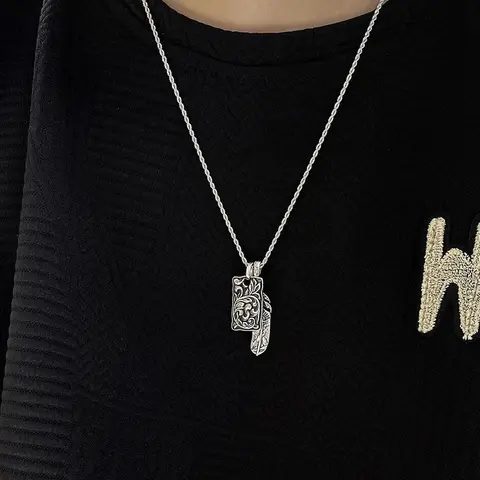 Unisex Style Metal-Coated Classical Artificial Gemstone Clavicle Chain Sweater Necklace - Eagle Feather-Vine Pattern, Vine-Wrap Pendant, Costume Necklace, Durable Fashion Jewelry for Birthday Gift, Anniversary