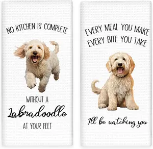 Funny Labradoodle Kitchen Towels Set of 2, Gifts for  Lovers Women Men Dish Towel, Funny No Kitchen is Complete Without A Labradoodle Hand Dish Towel for  Decor 16x24 Inch