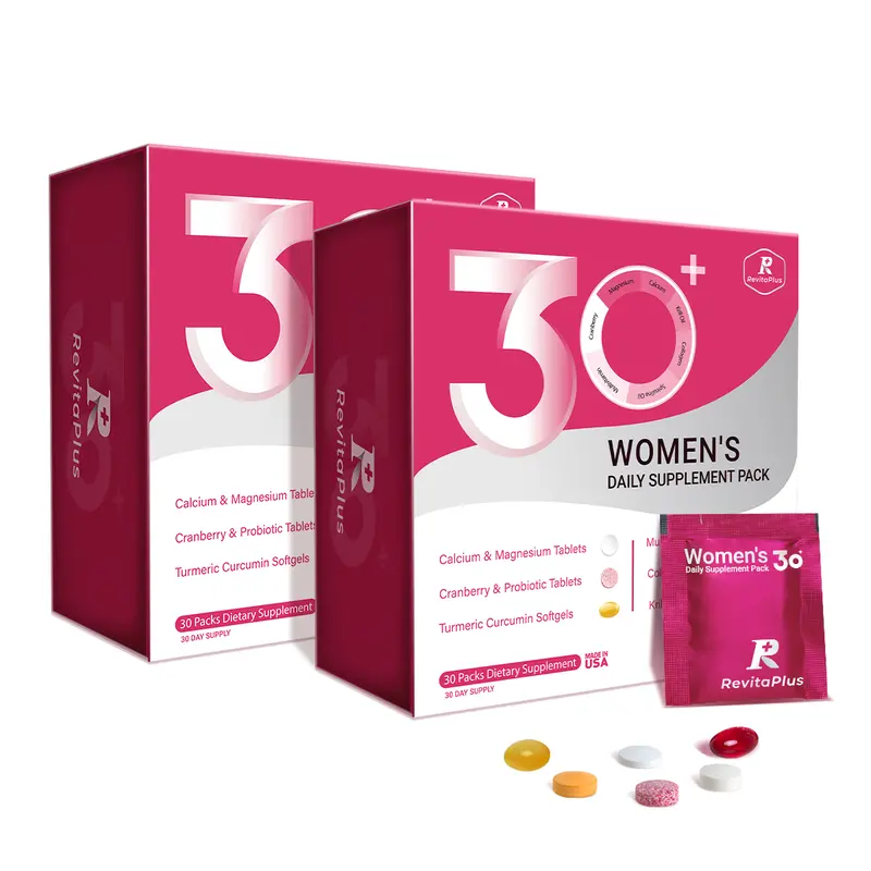 RevitaPlus Beautypack Women’s Daily Supplement | Multivitamin, Calcium, Magnesium, Cranberry, Probiotics, Turmeric, Collagen, Krill Oil | Skin, Hair, Anti-aging & Stress Support | 30-Day Wellness Pack