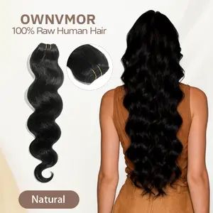 OWNVMOR Brazilian Virgin Human Hair Bundles 26inch Body Wave Straight Hair for Quick Weave 1 3 Bundles Natural Black Traditional Sew in Extension