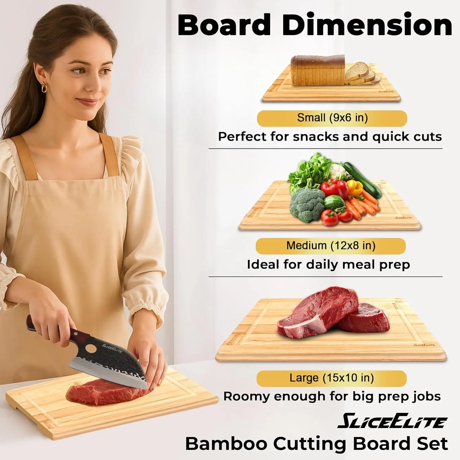 3 Piece upgrade With silicone Feet Cutting Board Set