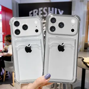 Transparent phone case for iPhone 11 13 12 14 15 16 17 Plus Pro Max 17 Air X/XS Max XR iPhone 7/8 Plus, upgraded card slot cover, ultra-thin fit and protection, soft TPU shockproof wallet case with cute card holder pocket