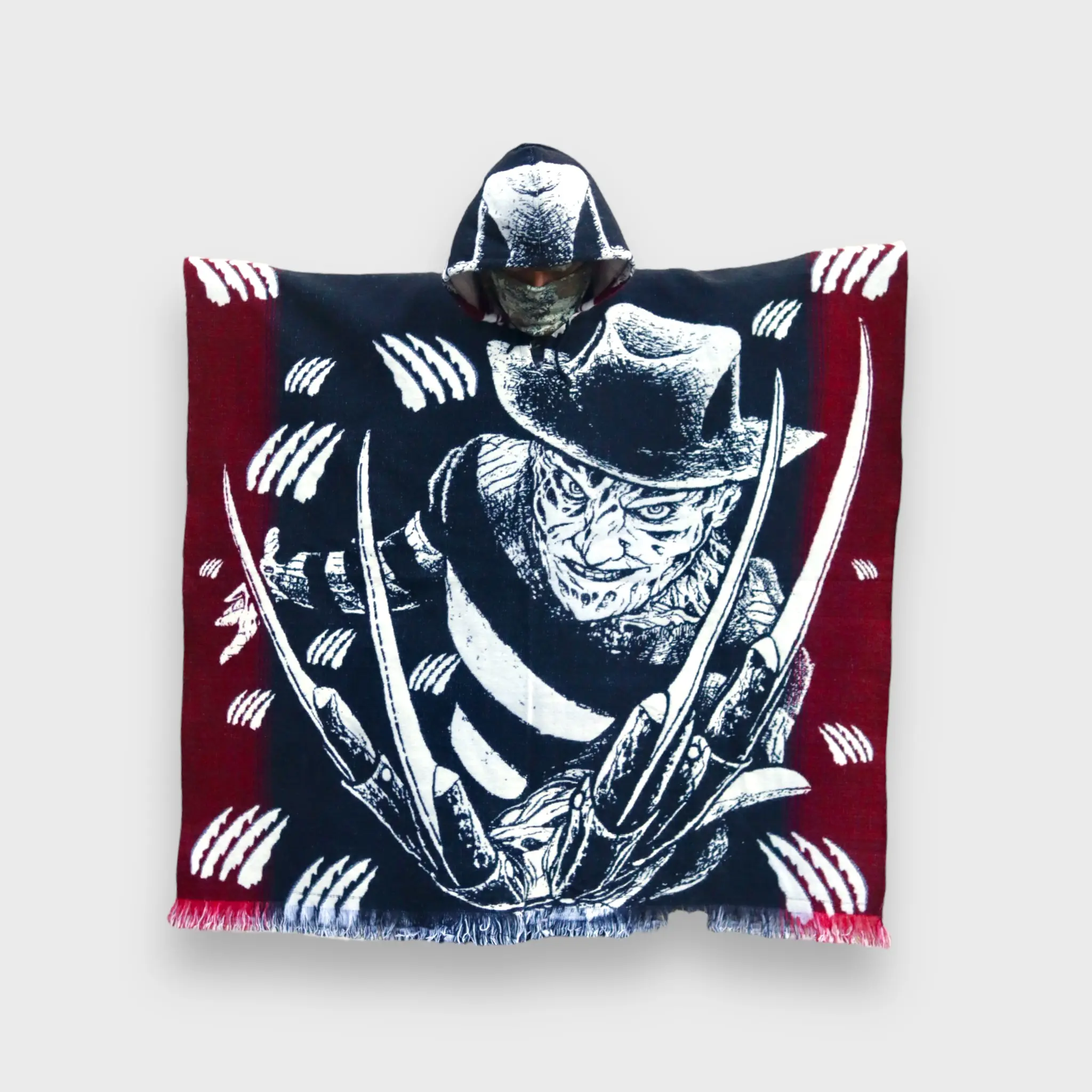 Handcrafted “Freddy Krueger” Alpaca Poncho - Horror Movie Icon Halloween Poncho Wool Clothing Menswear Costumes Thick Man