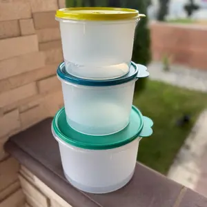 Refri Containers Clear with Lids Lime, Teal, and Blue Set of 3 Kitchen Utensils Airtight Food Storage Plastic