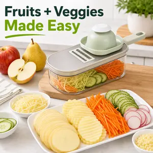 6-in-1 Multifunction Vegetable Chopper, Professional Onion Chopper with 6 Blades, Food Chopper with Salad Container for Potatoes, Carrots, Garlic and More — Essential Kitchen Tool