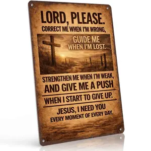 Lord Please Correct Me Guide Me Strengthen Me 12x8 Inch Aluminum Metal Sign - Christian Prayer Wall Decor for Home, Church, Office - Religious Inspirational Tin Sign Gift for Believers tiktokshopspringglowup