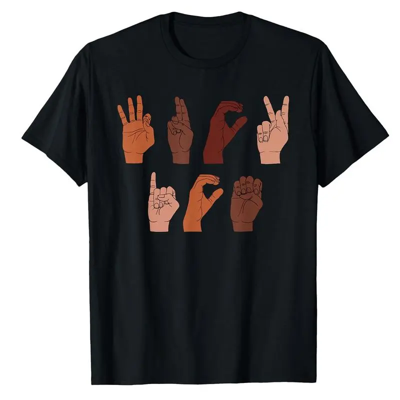 Casual Streetwear Graphic T-Shirt with Anti-Deportation Hand Sign Print, Unisex Short Sleeve Top