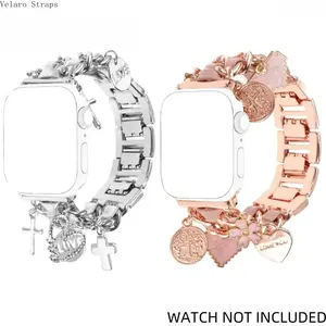 Fashion Pendant-Embellished Apple Watch Band for Women, Adjustable Unique Charm Strap Compatible with Series 10/9/8/7/6/5/4/3/2/SE/Ultra (38-49mm)