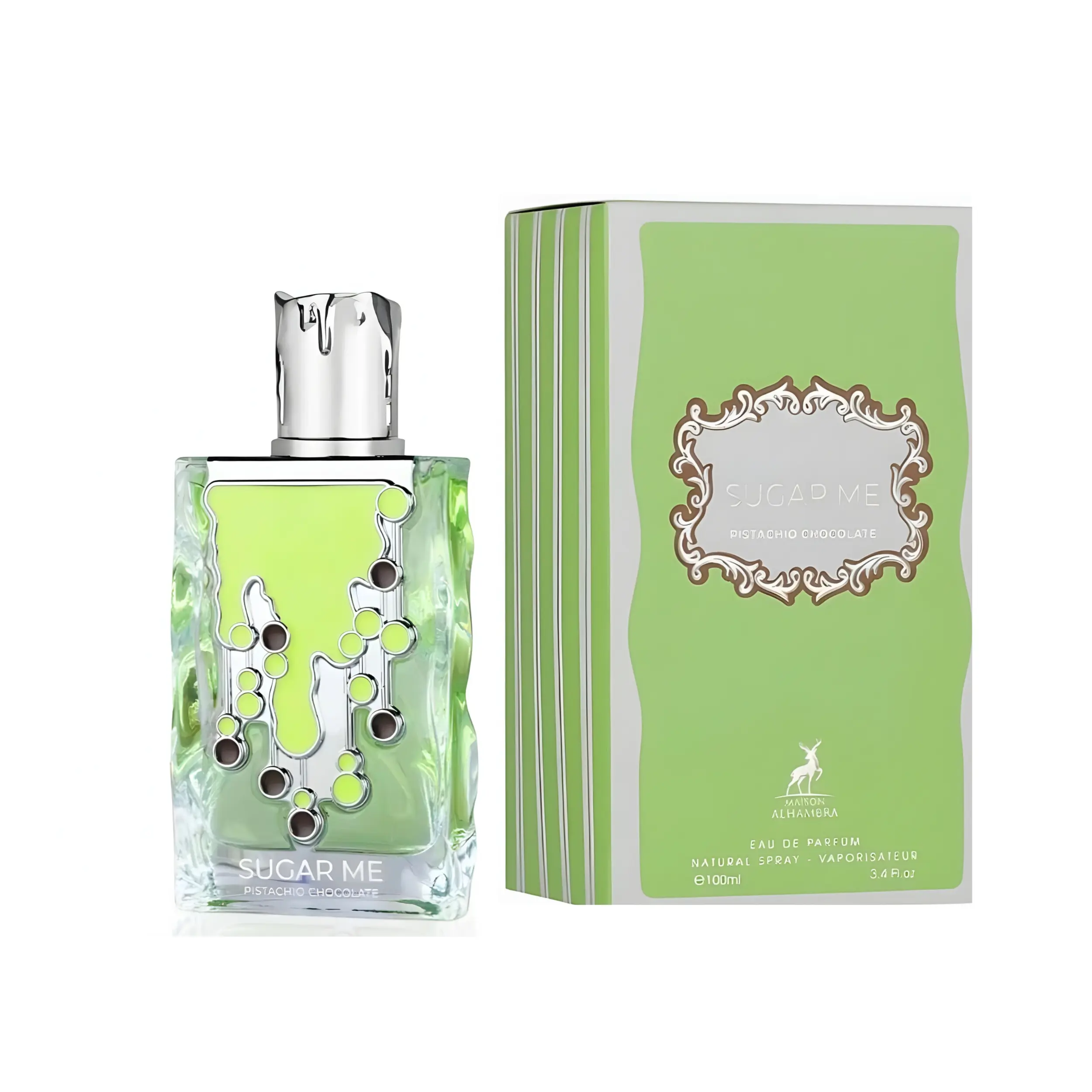 Maison Alhambra Sugar Me Pistachio Chocolate Eau de Parfum, 100ml | Gourmand Oriental Unisex Fragrance for Adults with Warm Spicy Notes of Caramel, Sesame & Vanilla, Vanilla Scents, Unisex Fragrances, Aromatic Scent Unisex Fragrance