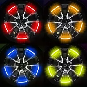 Car Wheel HUB Reflective Sticker, Tire Rim Luminous Sticker, Roadway Safety Reflective Strip for Auto Vehicle Car Motorcycle Bicycle