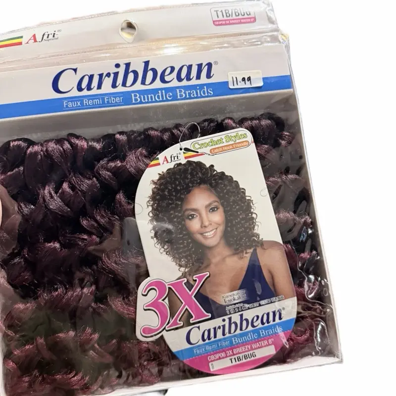 Afri Afro Caribbean Curl for Crochet - Faux Remi Fiber Bundle Braids 3X Caribbean T18/BUG