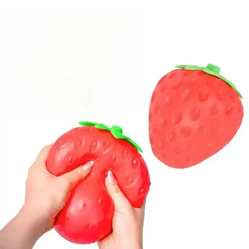 Strawberry Squeeze Squishy Stress Ball - 4" Extra Large BPA-Free Grip & Relax Toy for Kids 3+ & Adults, Anxiety Relief Tool with Sensory Play Boost, Safe Non-Toxic Durable Classic Novelty Toy