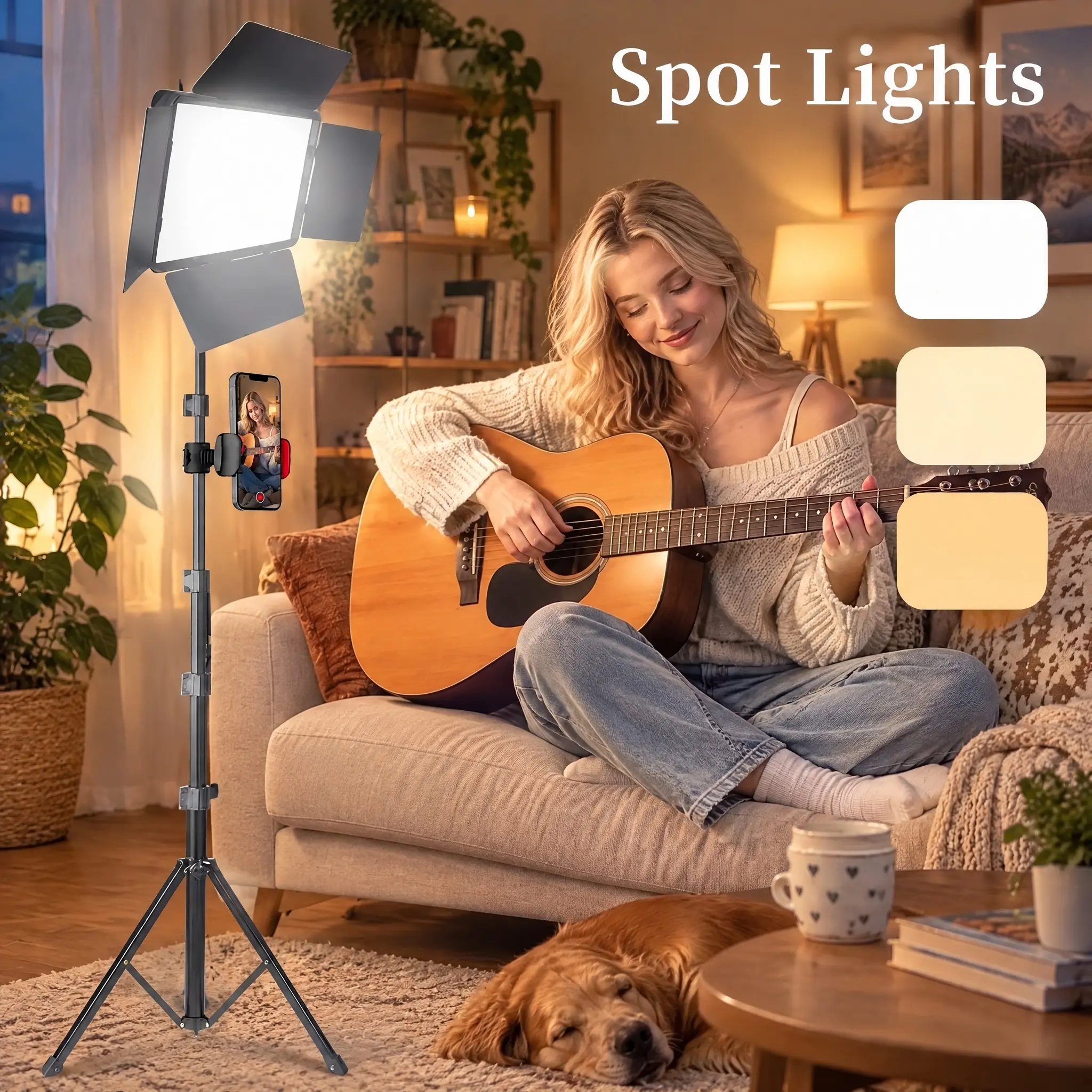 10" USB LED Ring Light with 360° Rotatable Phone Tripod Stand, 5.25ft Extendable Freestanding Tripod, Dimmable Soft Glow Fill Lighting, 3 Color Modes, Webcam-Compatible Vlogging Gear for Content Creators (Selfie Accessory, USB Power On-The-Go)