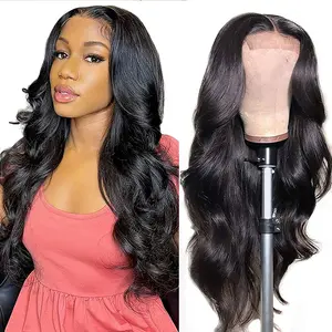 Bling Hair Body Wave 4x4 Lace Closure Wigs Human Hair Brazilian Transparent Lace Closure Human Hair Wigs For Black Women Natural Color 180 Density