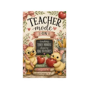 Teacher Mode On Poster | Cute Chicks, Apples, Chalkboard, Classroom Decor