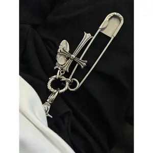 Chrome Y2K Handmade Personalized Multi-Element Bag Pendant Metal Cross Keychain High-End Waist Hanging Ornament