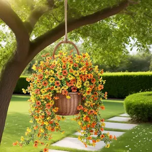 Artificial Hanging Flowers,Faux Flower Hanging Ornament,Decorative Flowers for Garden, Wall, Fence, Garden Ornaments, Elegant Artificial Plants, Fake indoorPlants, Plain Flower Decor