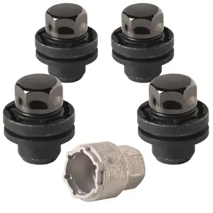 Toyota Camry Wheel-Locks Lug Nuts M12 X 1.5 Thread Size - Set of 4 Lug Nuts + 1 Key Farad GalaxyLock 382/MX Black Chromed