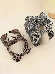 Women's Leopard Print Fabric Bow Hairbands, Wide Headbands for Women, Hair Bows Headbands, Perfect for Festivals & Parties, Daily Use Accessories