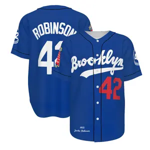 Robinson 42 Printed Baseball Jersey, Unisex Athletic Button Down Shirt, Lightweight Breathable Mesh Fan Sports Apparel