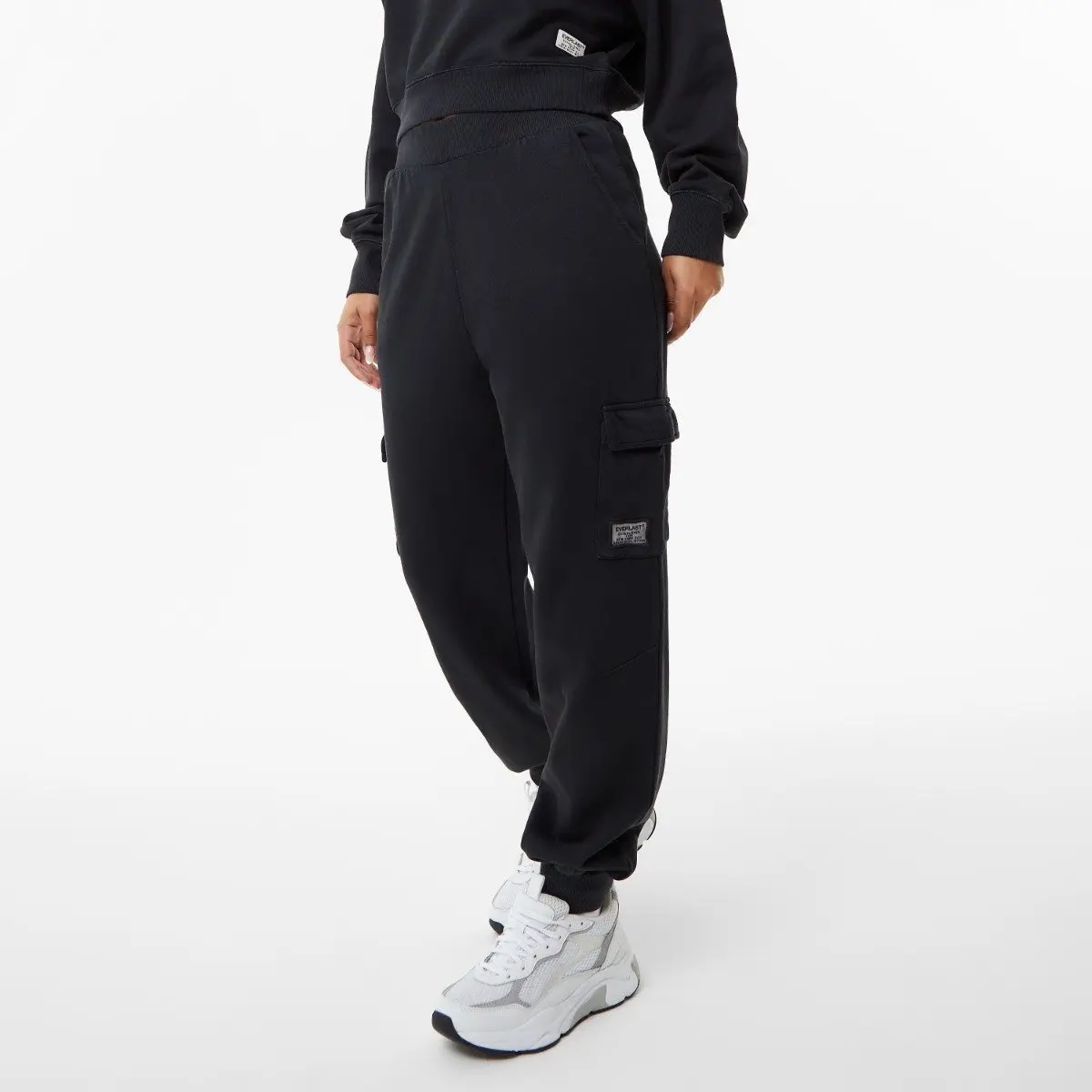 Women's Casual Cargo Jogger Sweatpants, Warm Cotton-Blend Fleece Sports Pants with an Elastic Waist and Pockets, Casual Joggers, Elastic Women's Sports Joggers