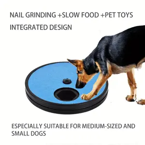 Multifunctional Interactive Dog Nail Grinder and Scratch Pad with Alteractive Dog Food Dispenser Plate Toy and Training Plate Bowl