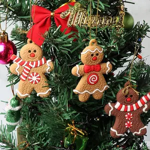 Graceful Enclave Gingerbread Man Ornaments Gingerman Doll Hanging Charms Clay Figurine Ornaments for Christmas Tree Pendant Decoration Holiday Decor Set of 12 treat goody party