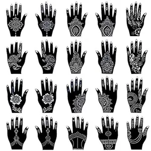 Henna Tattoo Stencil Kit/Temporary Tattoo Template Set of 20 Sheets, Indian Arabian Tattoo Stickers Mehndi Stencils for Hand Body Art