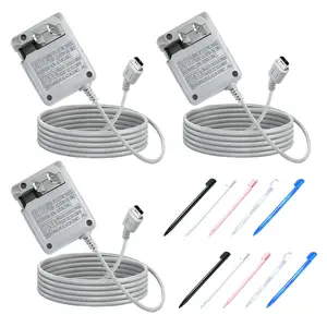 3 count Charger Kit Compatible with DS Lite with 10 Stylus Pens, Wall Travel Adapter Replacement(5.2V 450mA)