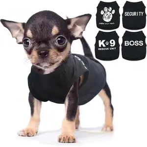 4 Pieces Chihuahua Clothes Dog Clothes for Small Dogs Boy Summer Teacup Yorkie Clothes Spring Letter Security Boss Dog Shirts Soft Puppy Clothes Tiny Dog Outfit Pet Cat Clothing XXS Black Uswalnna