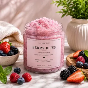Berry Bliss Sugar Scrub – Strawberry Scent | Exfoliating Body Scrub for Soft Skin