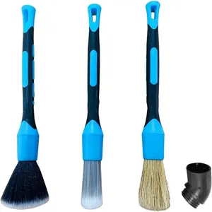 Multi-Purpose Wash Set Generic Auto Detailing Brushes, 3pcs Crevice Cleaning Duster Set,  Crevice Car Detailing Brushes with Elbow, Professional Automotive Detail Brush Set, Multi Surface Cleaning Brushes for Seats Air Vent Wheel and Interior Cleaning Kit