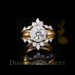 Silver wedding Ring- 925 Yellow Silver Solitaire Enhancer 1.66ct Moissanite Guard Wrap Ring Insert SZ7